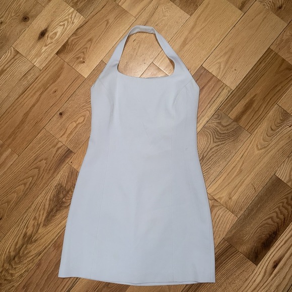 bebe Dresses & Skirts - BEBE Womens Icy Light Blue Mini Dress Open Back Strap Size 6 Vintage
